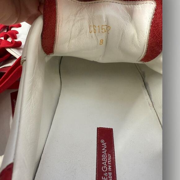 Dolce & Gabbana Men’s Sneakers White Red Size 8 (Made in Italy) - Picture 8 of 10